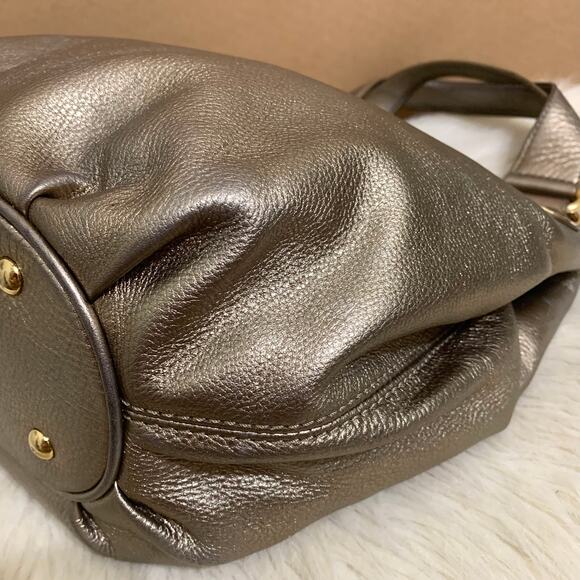 MICHAEL KORS Gold Metallic Leather Grommet Shoulder Tote Bag - Picture 12 of 16